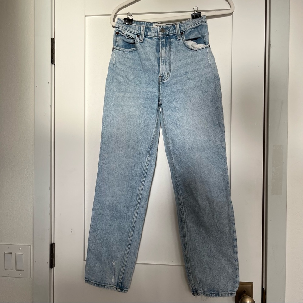 Abercrombie & Fitch Light Blue Straight Leg Jeans - Picture 3 of 7